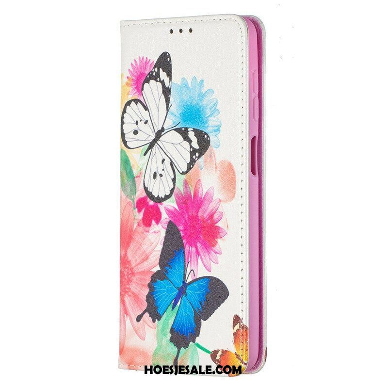 Bescherming Hoesje voor Samsung Galaxy M12 / A12 Folio-hoesje Kleurrijke Vlinders