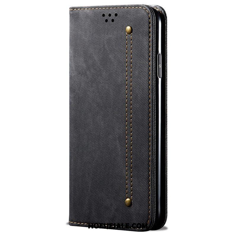 Bescherming Hoesje voor Samsung Galaxy M52 5G Folio-hoesje Spijkerstof