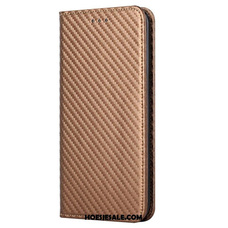 Bescherming Hoesje voor Samsung Galaxy S23 5G Met Ketting Folio-hoesje Stijl Van Koolstofvezel Met Bandjes