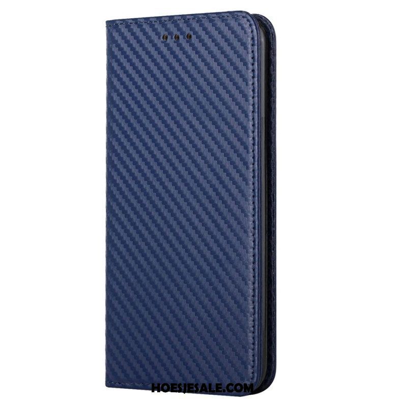 Bescherming Hoesje voor Samsung Galaxy S23 5G Met Ketting Folio-hoesje Stijl Van Koolstofvezel Met Bandjes