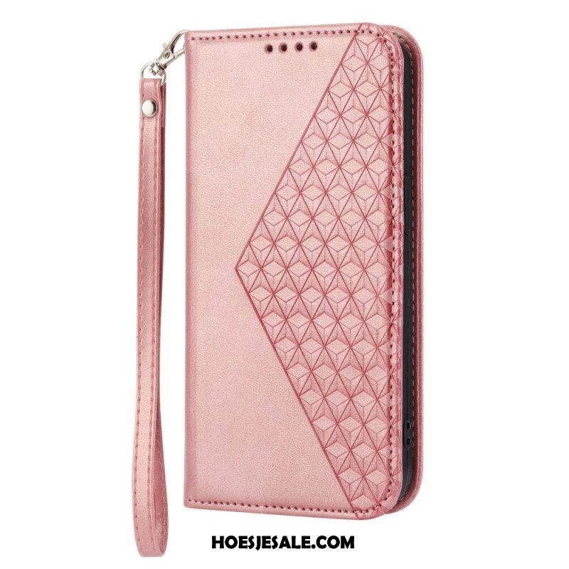 Bescherming Hoesje voor Samsung Galaxy S23 Plus 5G Met Ketting Folio-hoesje Strappy-patroon In 3d