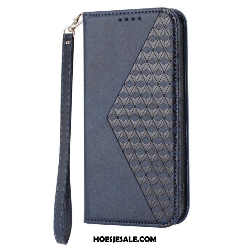 Bescherming Hoesje voor Samsung Galaxy S23 Plus 5G Met Ketting Folio-hoesje Strappy-patroon In 3d