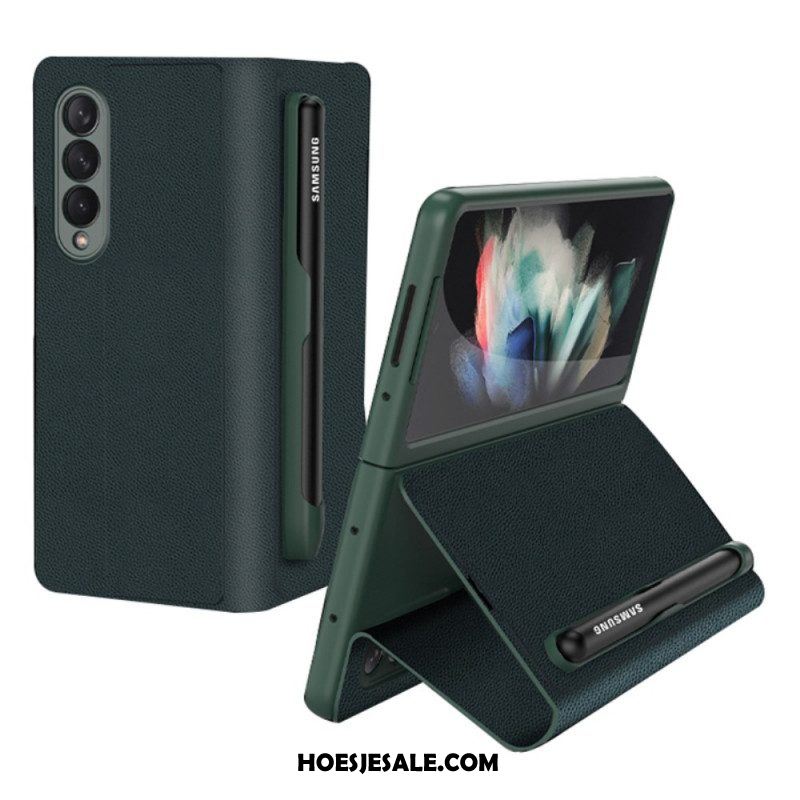 Bescherming Hoesje voor Samsung Galaxy Z Fold 3 5G Folio-hoesje Stylushouder Van Imitatieleer