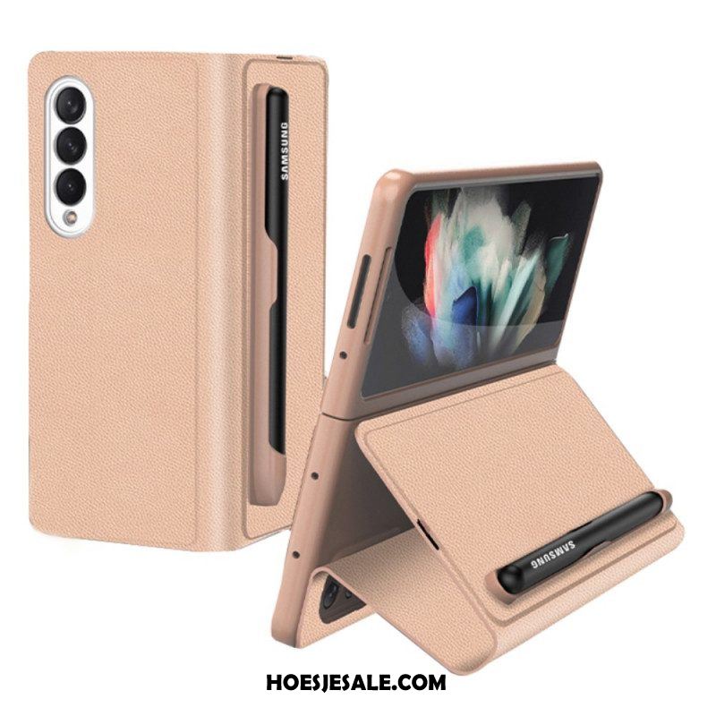 Bescherming Hoesje voor Samsung Galaxy Z Fold 3 5G Folio-hoesje Stylushouder Van Imitatieleer