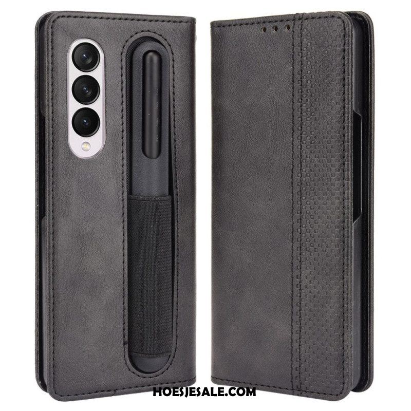 Bescherming Hoesje voor Samsung Galaxy Z Fold 4 Folio-hoesje Retro Pennenopslag