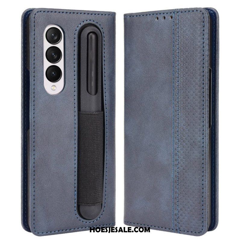 Bescherming Hoesje voor Samsung Galaxy Z Fold 4 Folio-hoesje Retro Pennenopslag