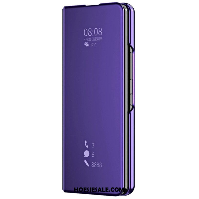 Bescherming Hoesje voor Samsung Galaxy Z Fold 4 Folio-hoesje Spiegel En Transparantie