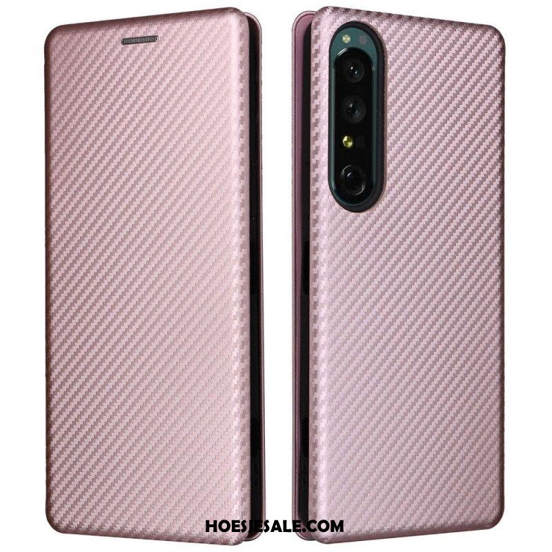 Bescherming Hoesje voor Sony Xperia 1 IV Folio-hoesje Koolstofvezel Textuur