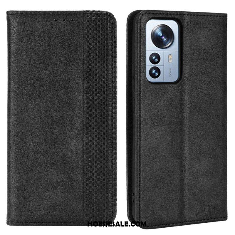 Bescherming Hoesje voor Xiaomi 12 Pro Folio-hoesje Gestileerd Vintage Leereffect