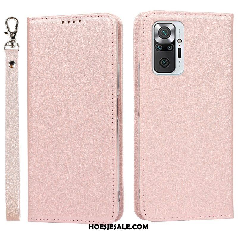 Bescherming Hoesje voor Xiaomi Redmi Note 10 Pro Folio-hoesje Zachte Lederen Stijl Met Riem