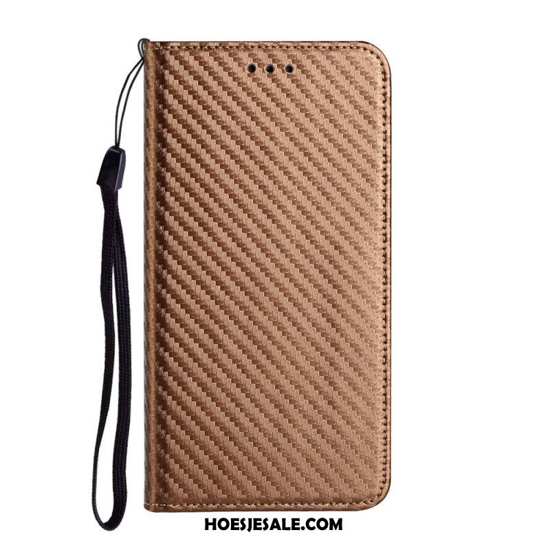 Bescherming Hoesje voor Xiaomi Redmi Note 11 Pro Plus 5G Met Ketting Folio-hoesje Band Van Koolstofvezel