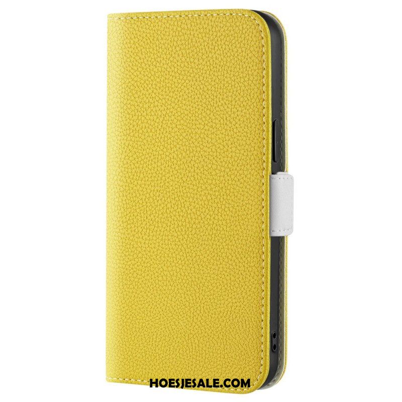 Bescherming Hoesje voor iPhone 14 Folio-hoesje Lychee Kunstleer