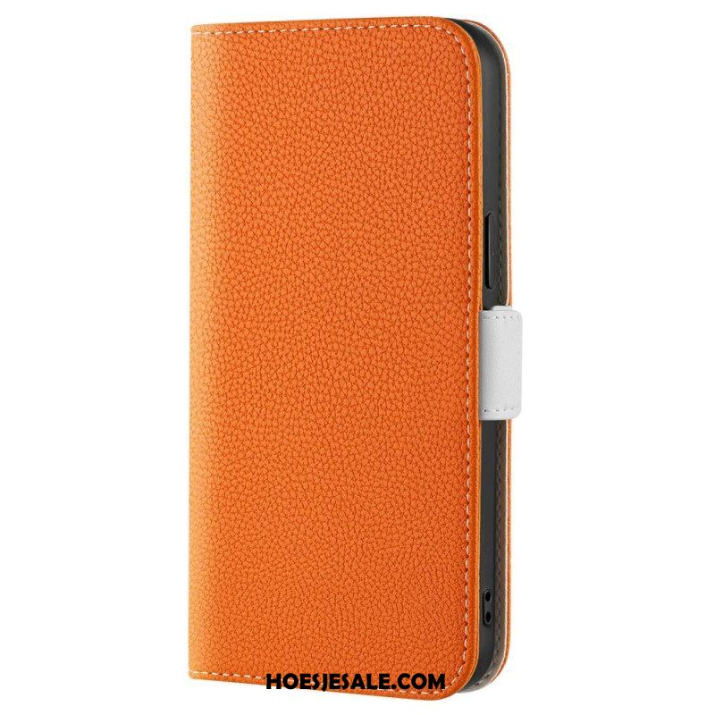 Bescherming Hoesje voor iPhone 14 Folio-hoesje Lychee Kunstleer