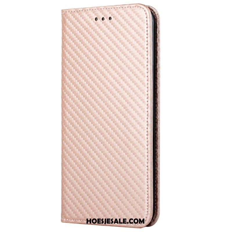 Bescherming Hoesje voor iPhone 14 Met Ketting Folio-hoesje Stijl Van Koolstofvezel Met Bandjes