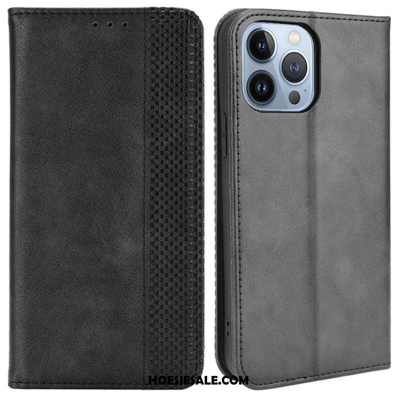 Bescherming Hoesje voor iPhone 14 Plus Folio-hoesje Gestileerd Vintage Leereffect