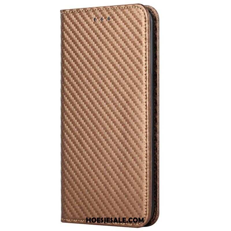 Bescherming Hoesje voor iPhone 14 Plus Folio-hoesje Koolstofvezel Met Koord