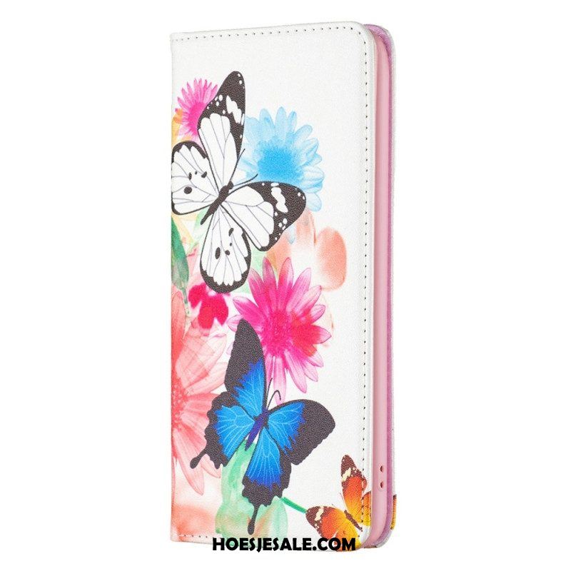 Bescherming Hoesje voor iPhone 14 Pro Folio-hoesje Vlinders