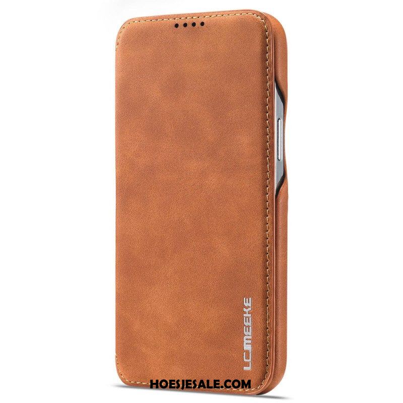 Bescherming Hoesje voor iPhone 14 Pro Max Folio-hoesje Lc.imeeke Ledereffect