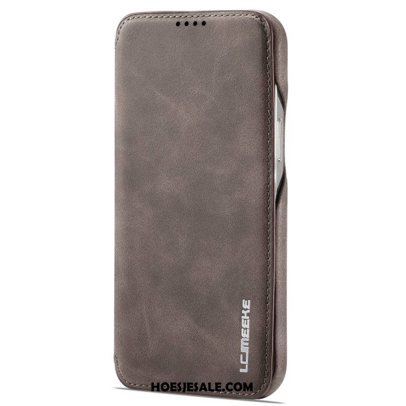 Bescherming Hoesje voor iPhone 14 Pro Max Folio-hoesje Lc.imeeke Ledereffect