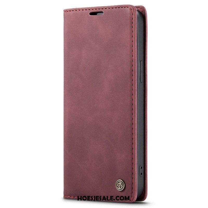 Bescherming Hoesje voor iPhone 15 Folio-hoesje Vintage Kunstleer Caseme