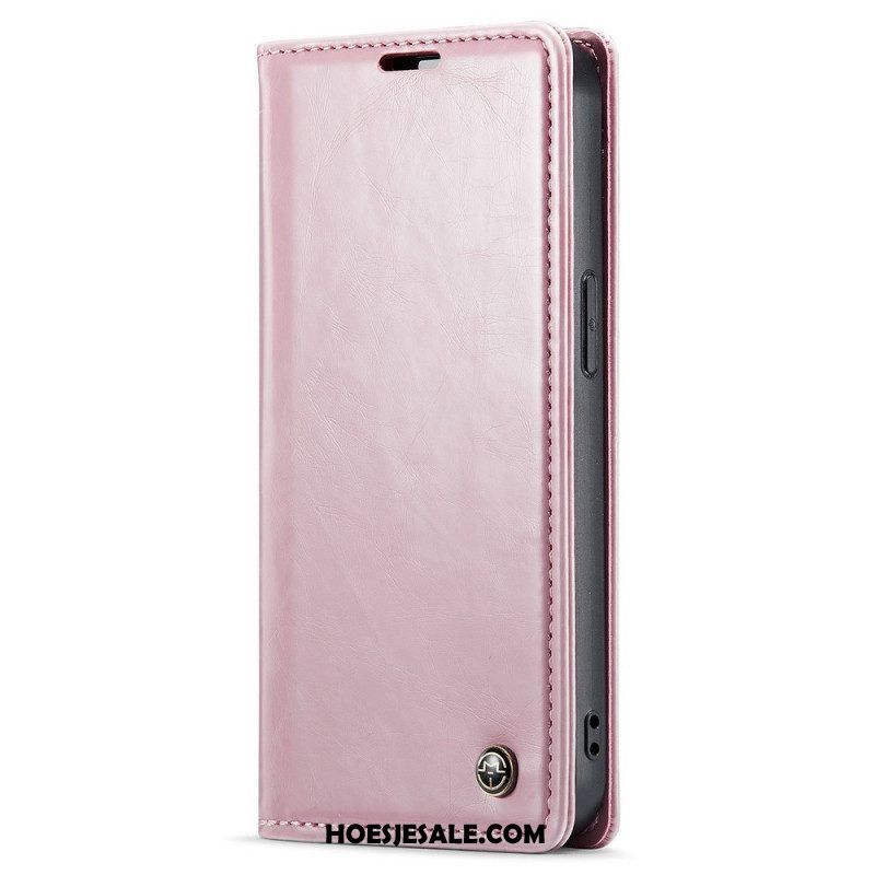 Bescherming Hoesje voor iPhone 15 Plus Folio-hoesje Caseme Gewaxt Kunstleer