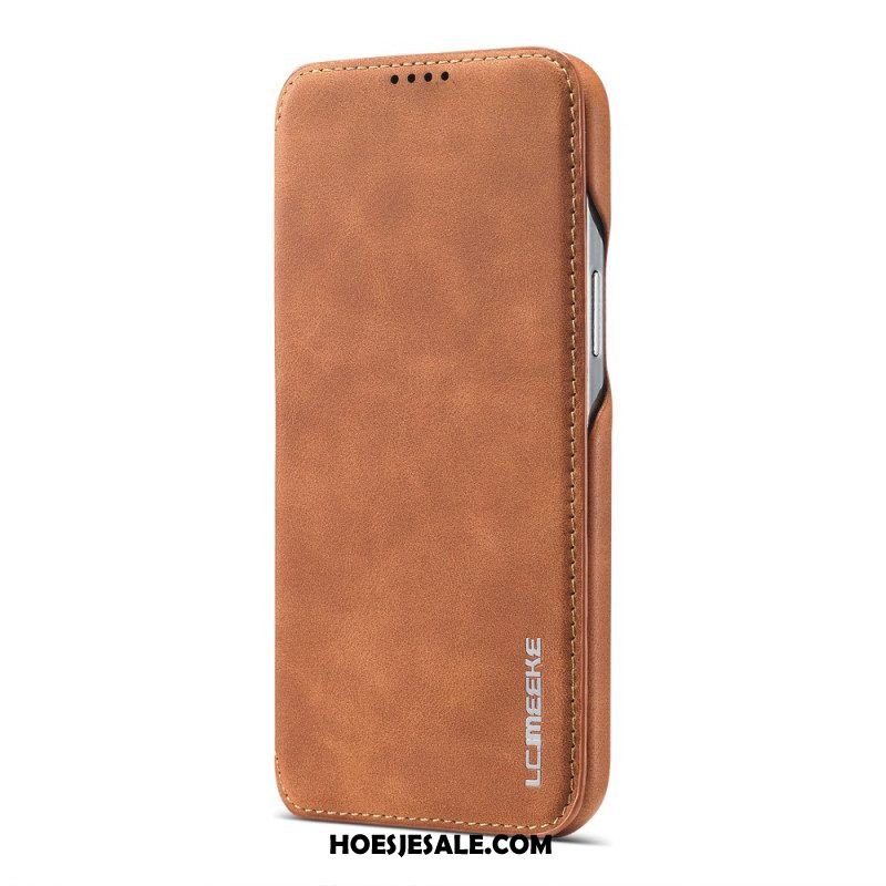 Bescherming Hoesje voor iPhone 15 Plus Folio-hoesje Imitatieleer Lc.imeeke