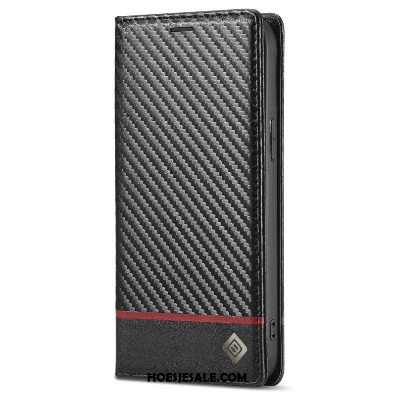 Bescherming Hoesje voor iPhone 15 Plus Folio-hoesje Koolstofvezel Lc.imeeke