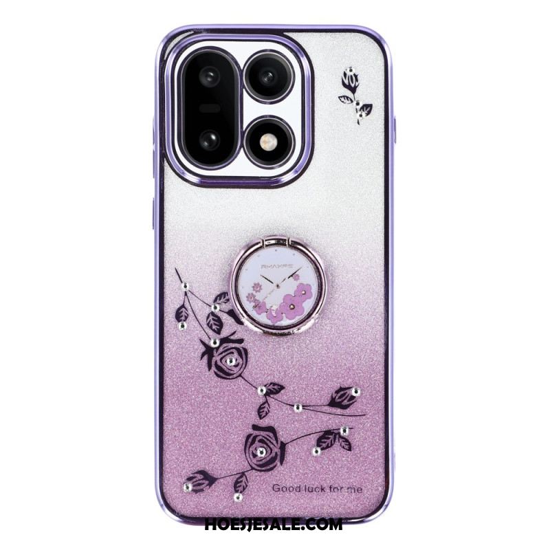 Case Hoesje Oneplus 15 Telefoonhoesje Ringhouder En Glitterbloemenpatroon