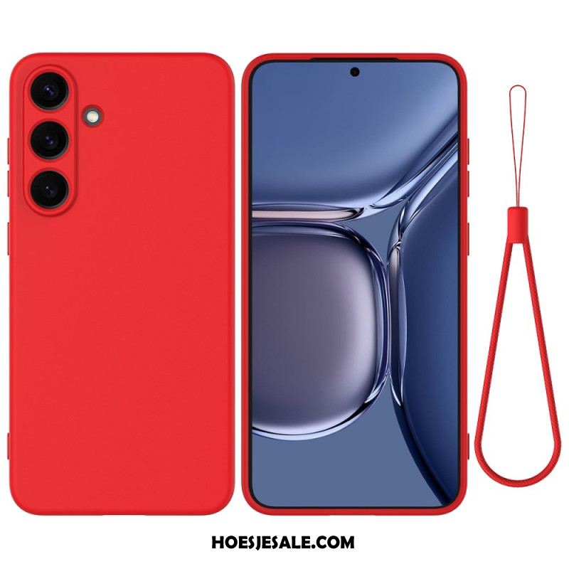 Case Hoesje Samsung Galaxy S25 5g Telefoonhoesje Vloeibare Siliconen Met Bandje