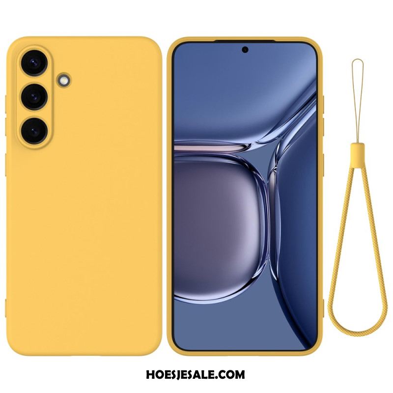 Case Hoesje Samsung Galaxy S25 5g Telefoonhoesje Vloeibare Siliconen Met Bandje