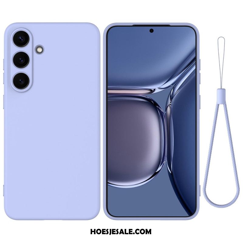 Case Hoesje Samsung Galaxy S25 5g Telefoonhoesje Vloeibare Siliconen Met Bandje
