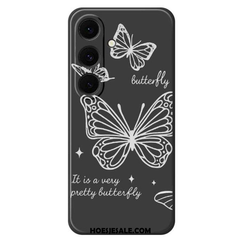 Case Hoesje Samsung Galaxy S25 Fe Telefoonhoesje Siliconen Met Witte Vlinder