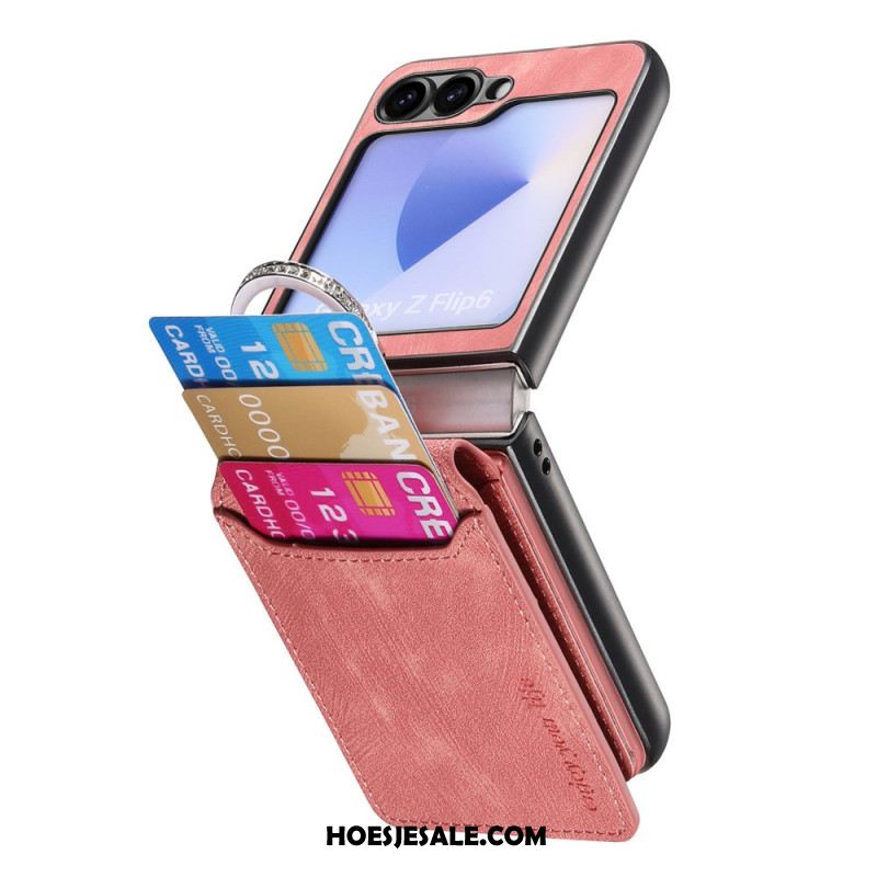 Case Hoesje Samsung Galaxy Z Flip 7 Fe Telefoonhoesje Suède-effect Met Kaarthouder