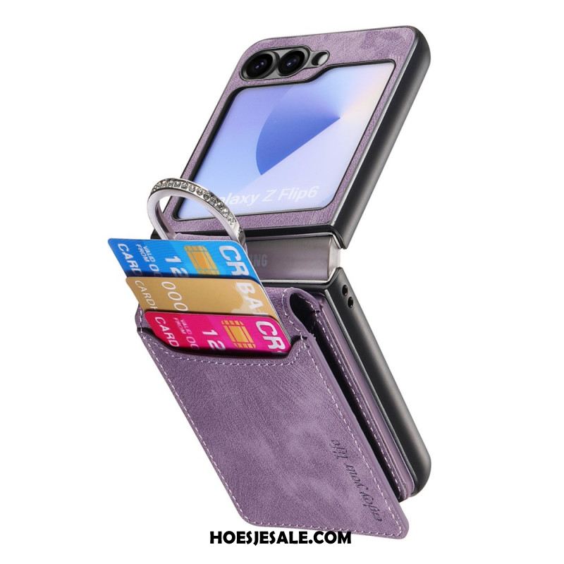 Case Hoesje Samsung Galaxy Z Flip 7 Fe Telefoonhoesje Suède-effect Met Kaarthouder