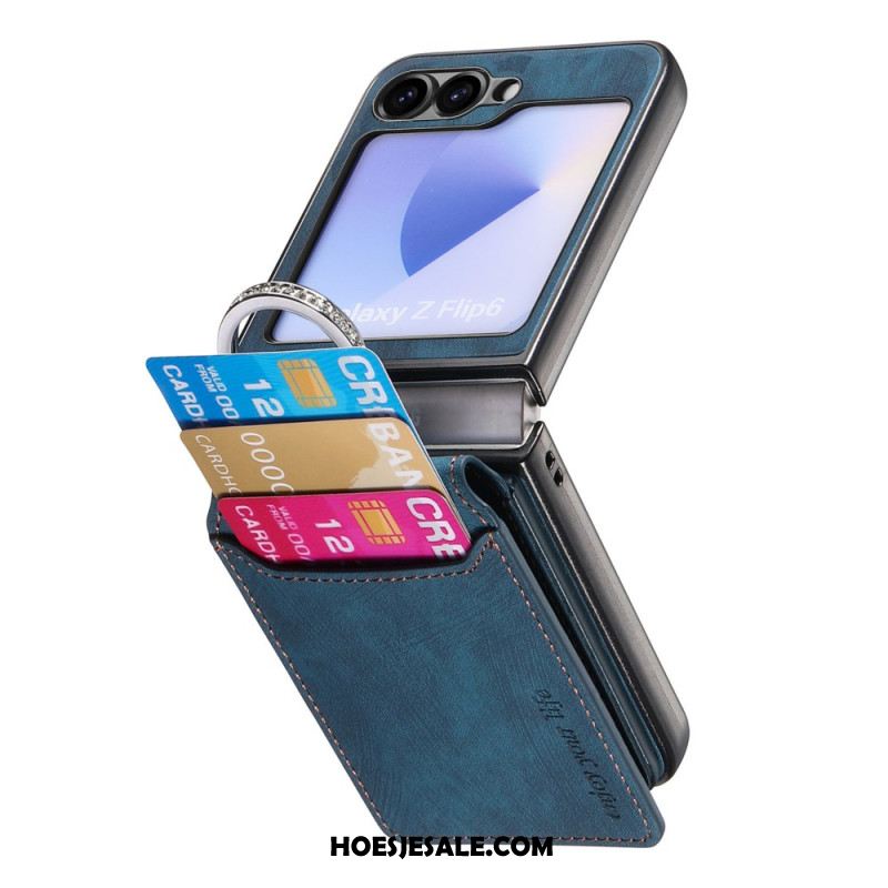 Case Hoesje Samsung Galaxy Z Flip 7 Fe Telefoonhoesje Suède-effect Met Kaarthouder