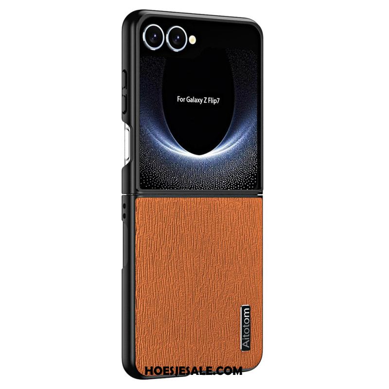 Case Hoesje Samsung Galaxy Z Flip 7 Telefoonhoesje Houtnerfstructuur