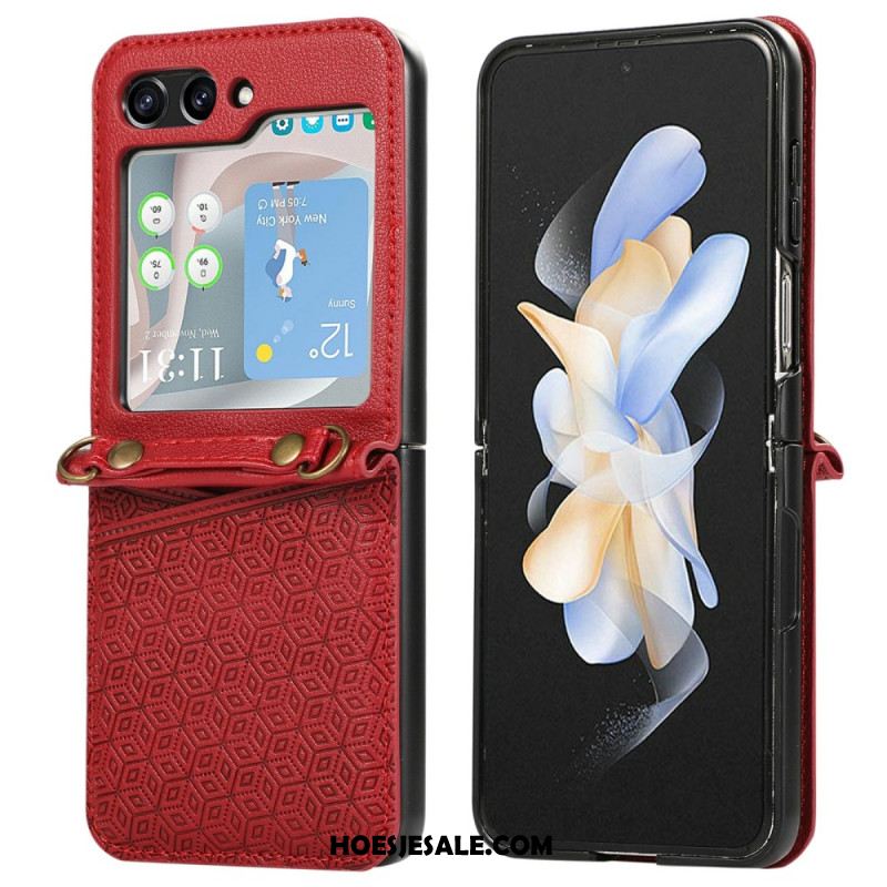 Case Hoesje Samsung Galaxy Z Flip 7 Telefoonhoesje Kaarthouder Met Ruitvormig Ontwerp