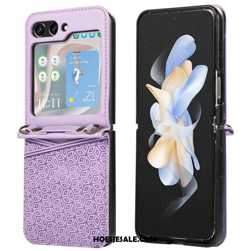 Case Hoesje Samsung Galaxy Z Flip 7 Telefoonhoesje Kaarthouder Met Ruitvormig Ontwerp