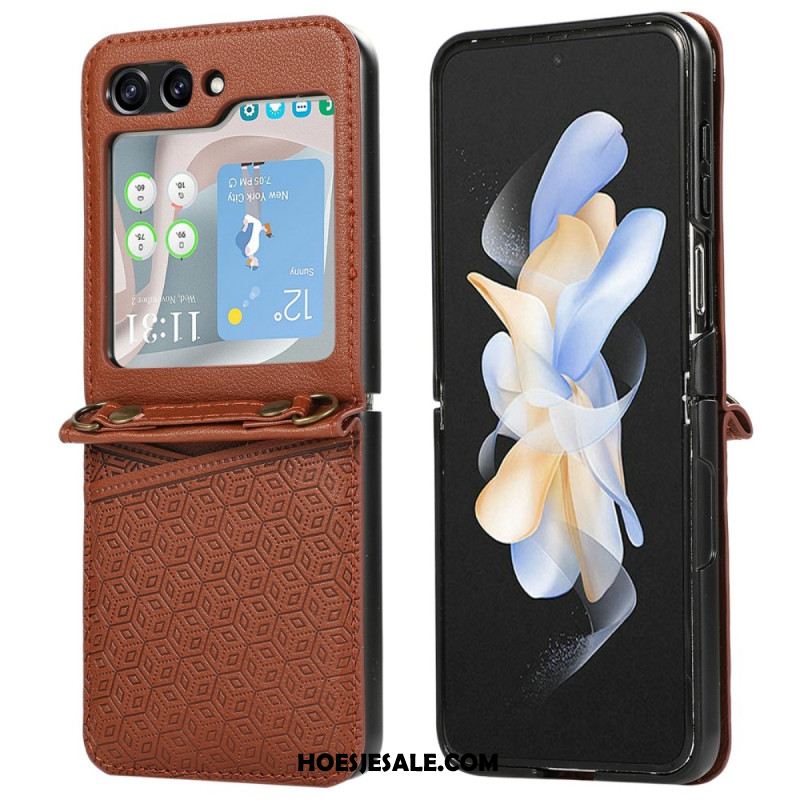 Case Hoesje Samsung Galaxy Z Flip 7 Telefoonhoesje Kaarthouder Met Ruitvormig Ontwerp