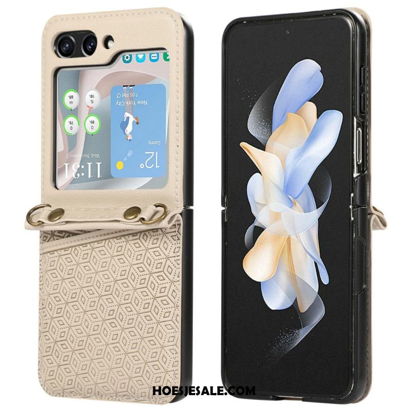 Case Hoesje Samsung Galaxy Z Flip 7 Telefoonhoesje Kaarthouder Met Ruitvormig Ontwerp