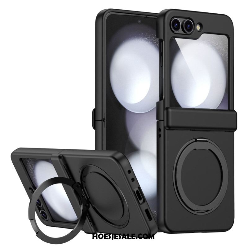 Case Hoesje Samsung Galaxy Z Flip 7 Telefoonhoesje Magnetische Standaard Met Metaaleffect