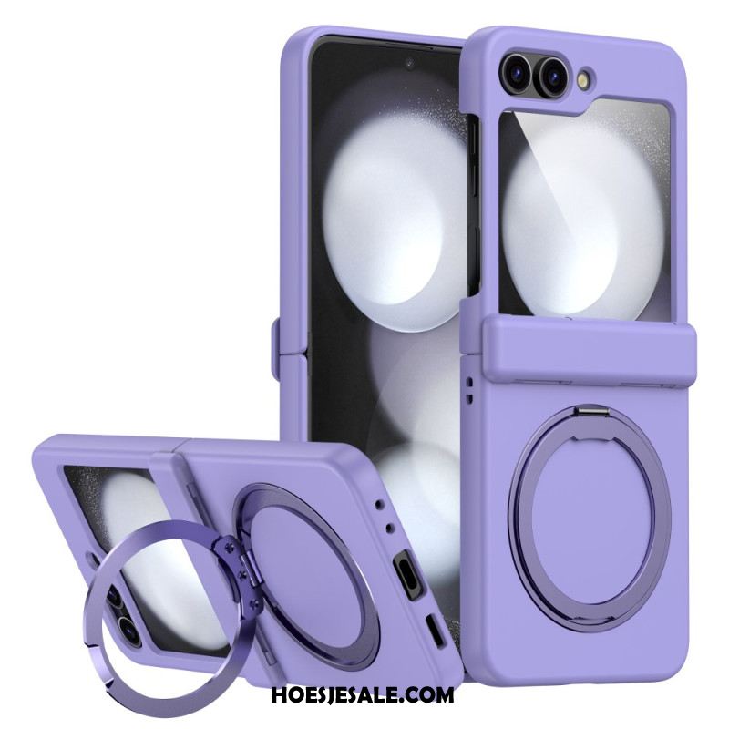 Case Hoesje Samsung Galaxy Z Flip 7 Telefoonhoesje Magnetische Standaard Met Metaaleffect