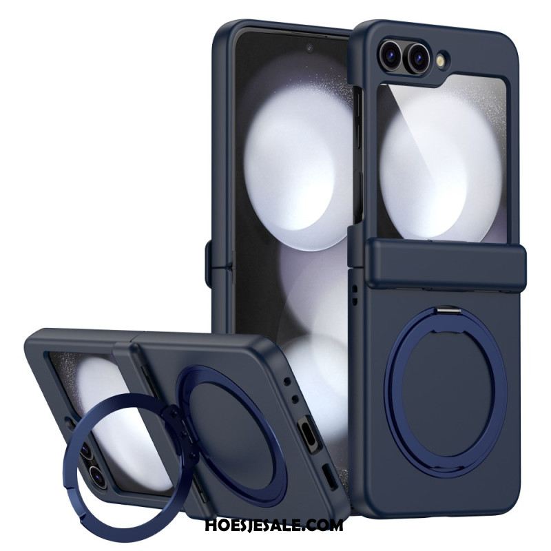 Case Hoesje Samsung Galaxy Z Flip 7 Telefoonhoesje Magnetische Standaard Met Metaaleffect