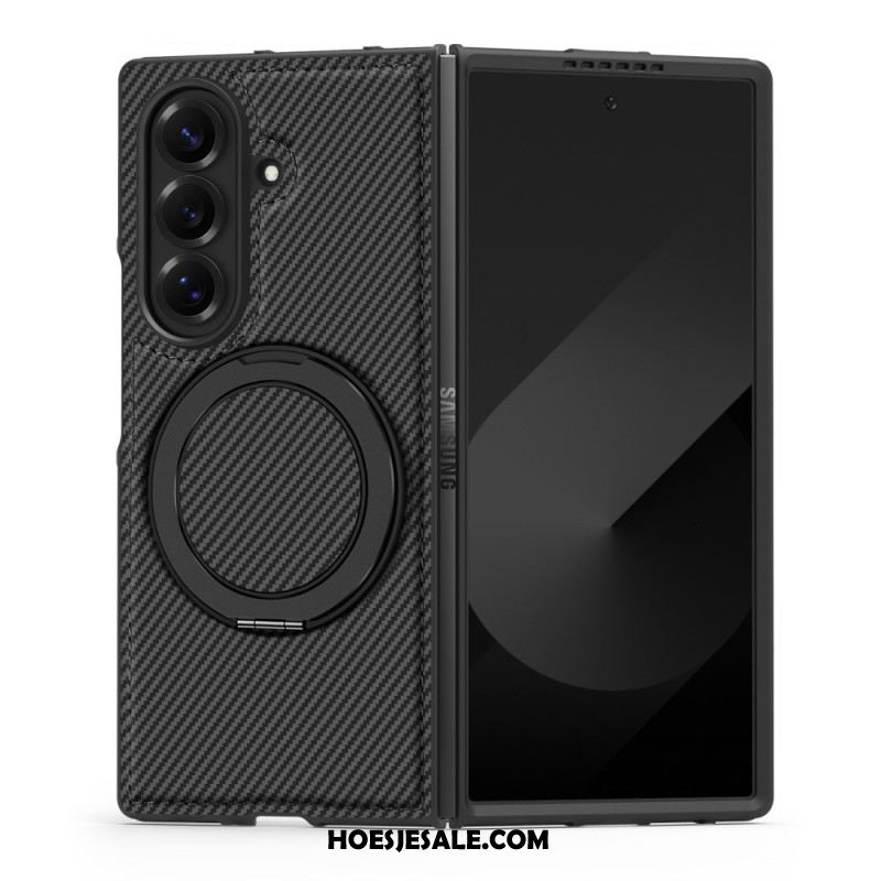 Case Hoesje Samsung Galaxy Z Fold 7 Telefoonhoesje Magnetisch Getextureerd Koolstofvezel