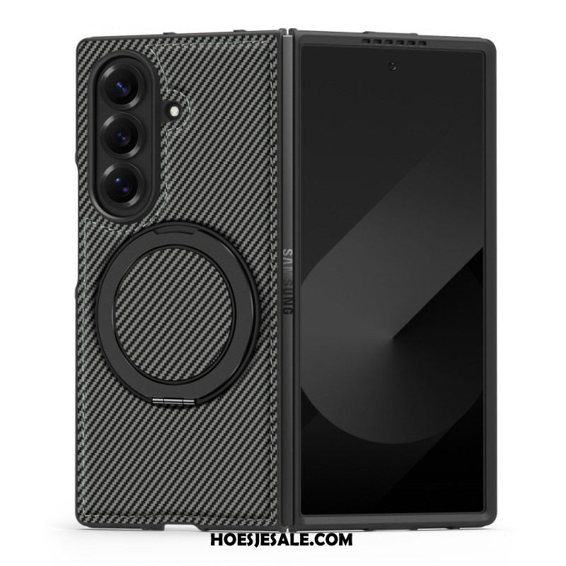 Case Hoesje Samsung Galaxy Z Fold 7 Telefoonhoesje Magnetisch Getextureerd Koolstofvezel
