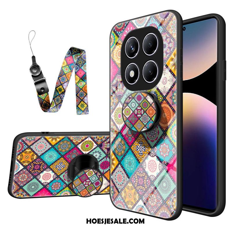 Case Hoesje Xiaomi Redmi Note 14 Pro 4g Telefoonhoesje Patchwork Patroon Standaard En Bandje