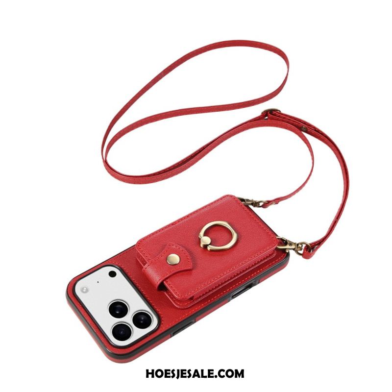 Case Hoesje iPhone 17 Pro Telefoonhoesje Kaarthouder Voor Meerdere Kaarten En Schouderband