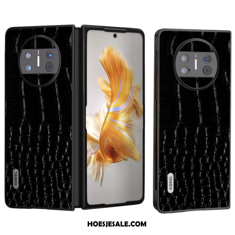 Cover Hoesje Huawei Mate X3 Telefoonhoesje Echt Krokodillenleerstijl Abeel