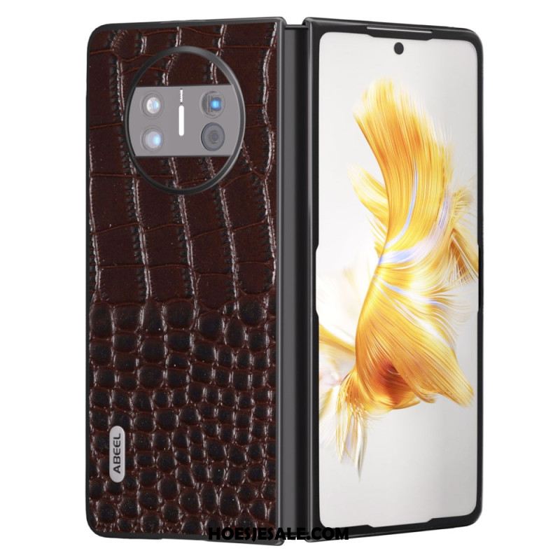Cover Hoesje Huawei Mate X3 Telefoonhoesje Echt Krokodillenleerstijl Abeel