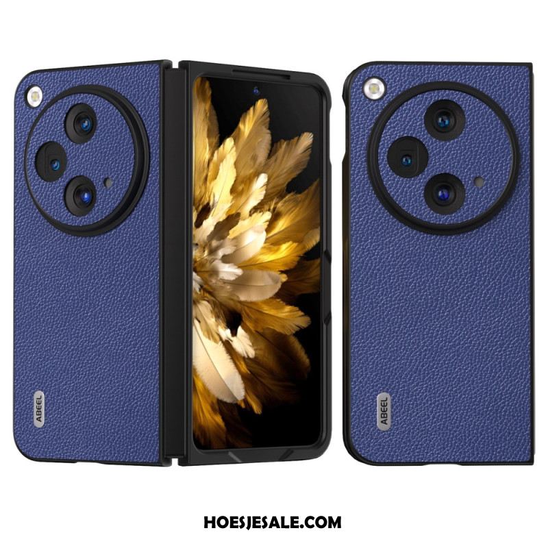 Cover Hoesje Oneplus Open Telefoonhoesje Abeel Litchi Natuurlijk Leer